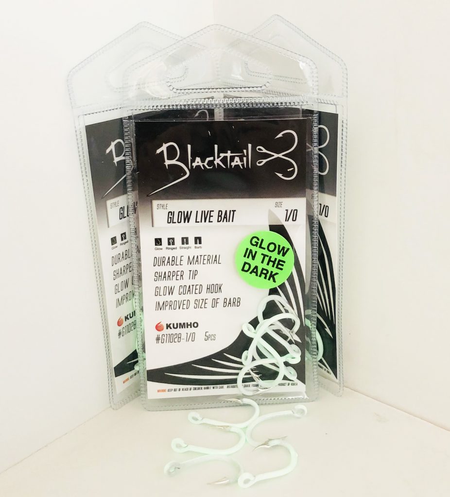 Glow Live Bait Hook for Fin Bait Halibut Drift, Dropper Loop